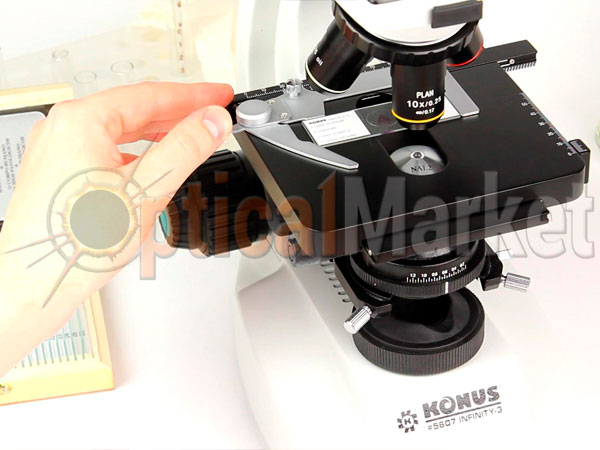 Координатный предметный столик микроскопа с препаратодержателем